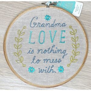 Hallmark Grandma Love is Nothing To Mess With Embroidered Wall Art Wooden Embroi